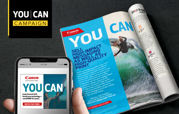 magazine and phone showing a Canon Campaign