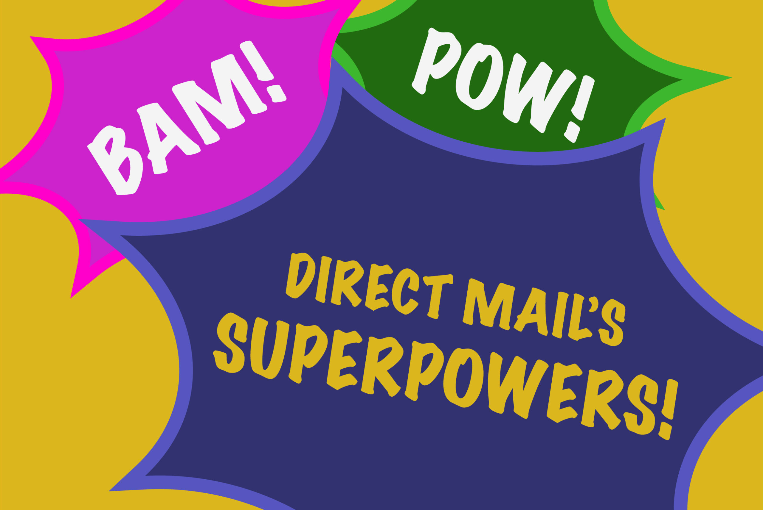colorful background with the words BAM! POW!