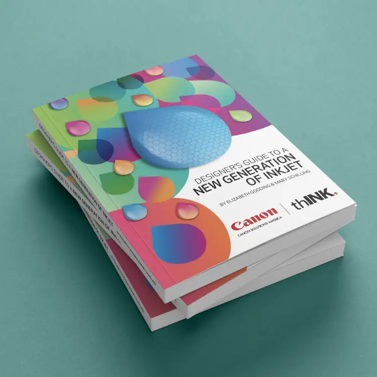 Two Designer's Guide to a New Generation of Inkjet books with colorful ink droplet illustration on cover.