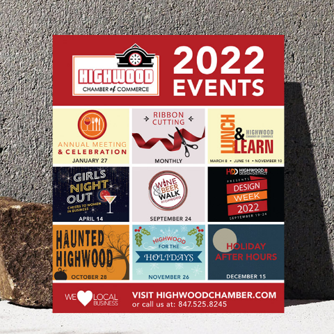 Flyer for 2022 events hosted by the Highwood Chamber of Commerce