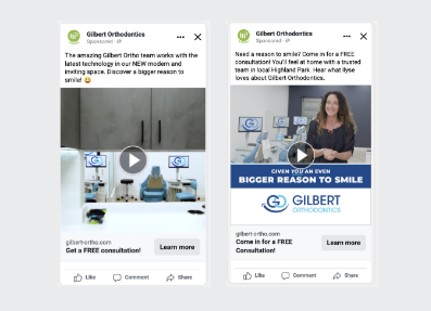 gilbert-ortho-service-web-dev two screenshots of Gilbert Ortho social posts on instagram