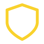 Yellow shield graphic indicating security and privacy
