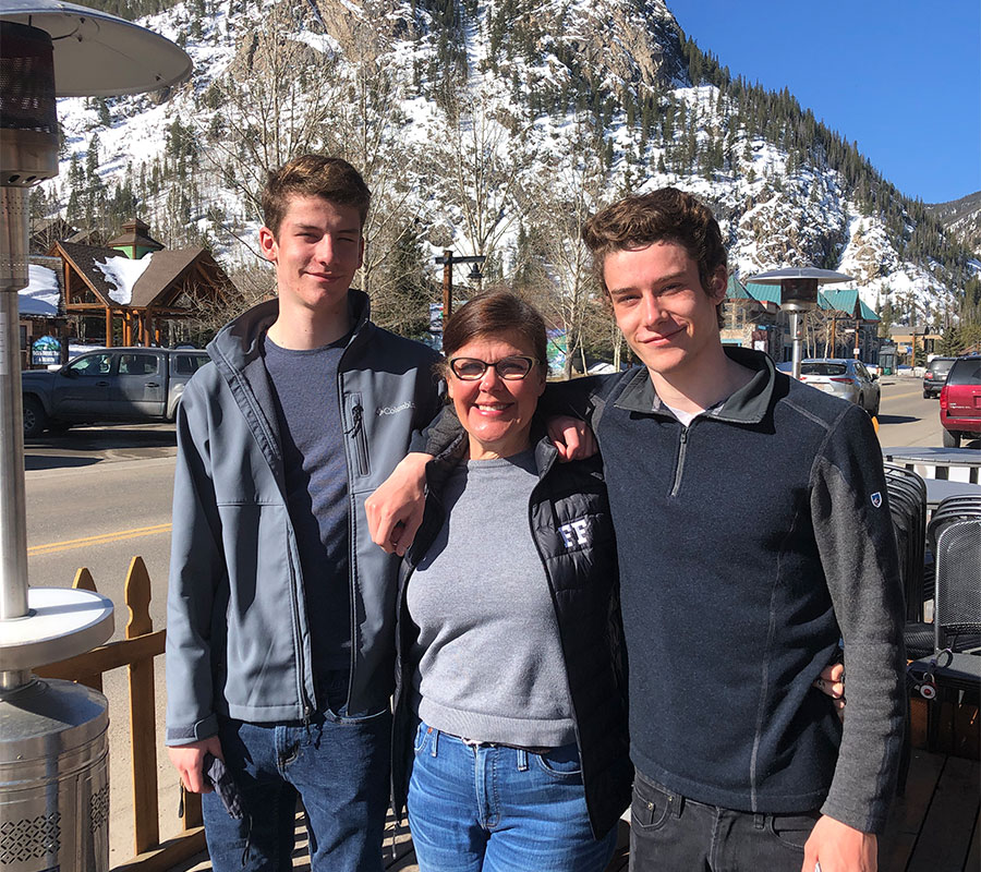 Cathy with her sons