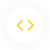 webdev-code icon of a left carat and right carat on top of a white circle