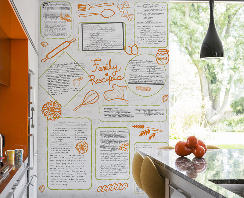 kitchen wallpaper with recipes
