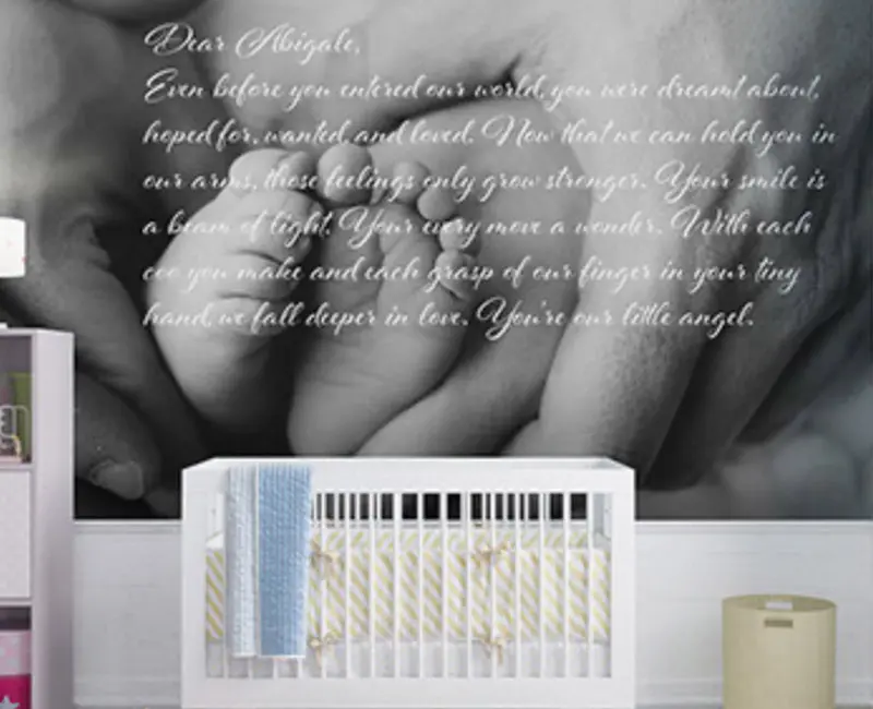 Baby room with custom residential bespoke wallpaper