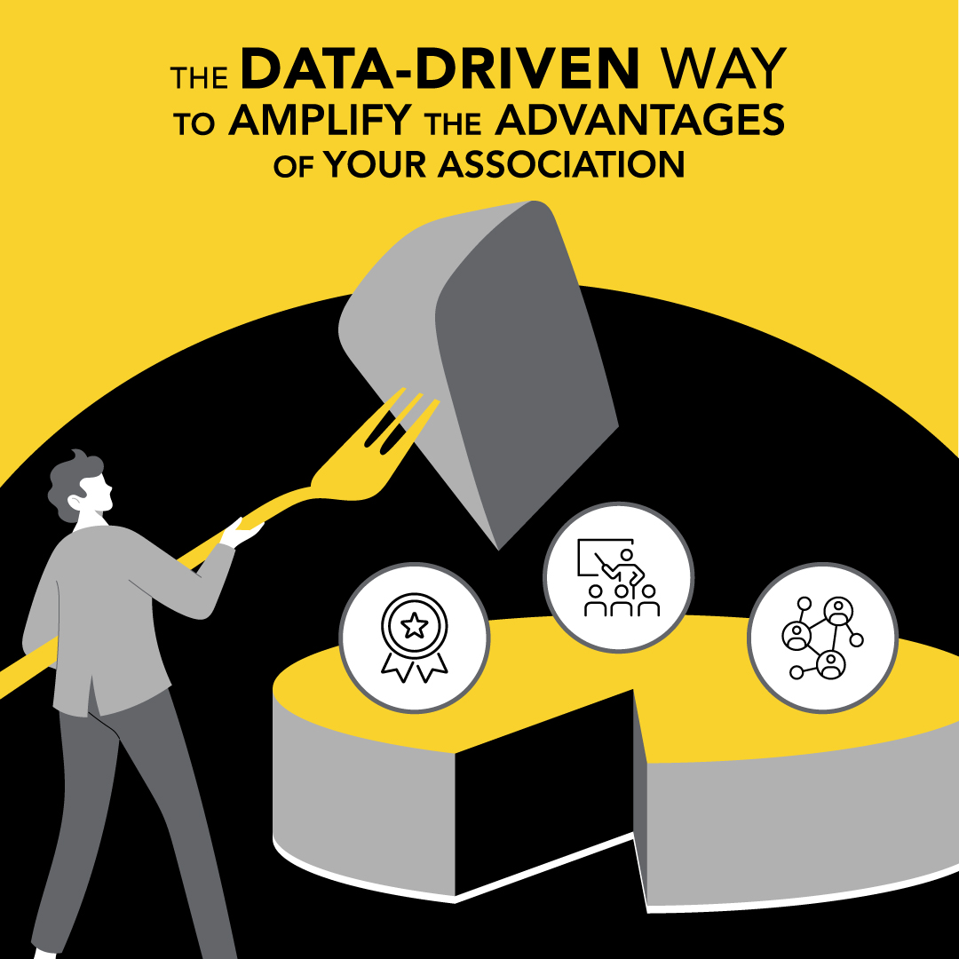 Header graphic of person pulling a piece of a giant pie chart out with a giant fork